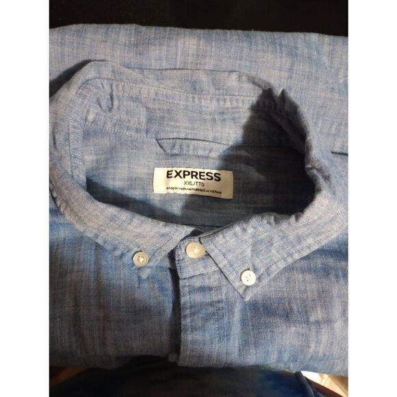 Express Shirt Men's XXL Chambray Button Front Long Sleeve - Picture 5 of 8